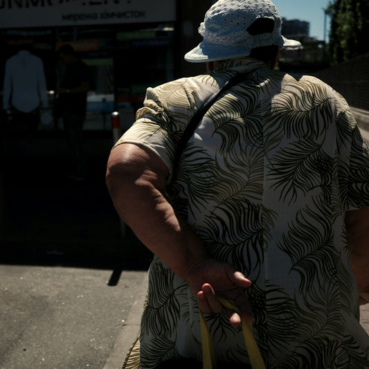 A person with a palm-print shirt.